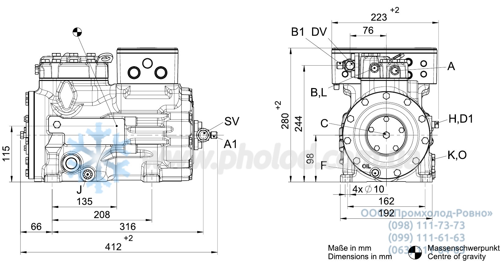 BOCK HGX12 dimentions