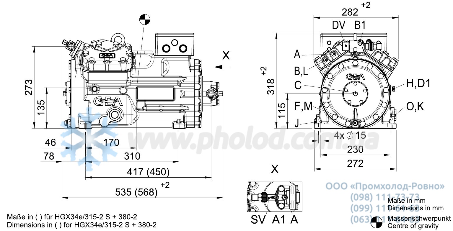 BOCK HGX34 dimentions