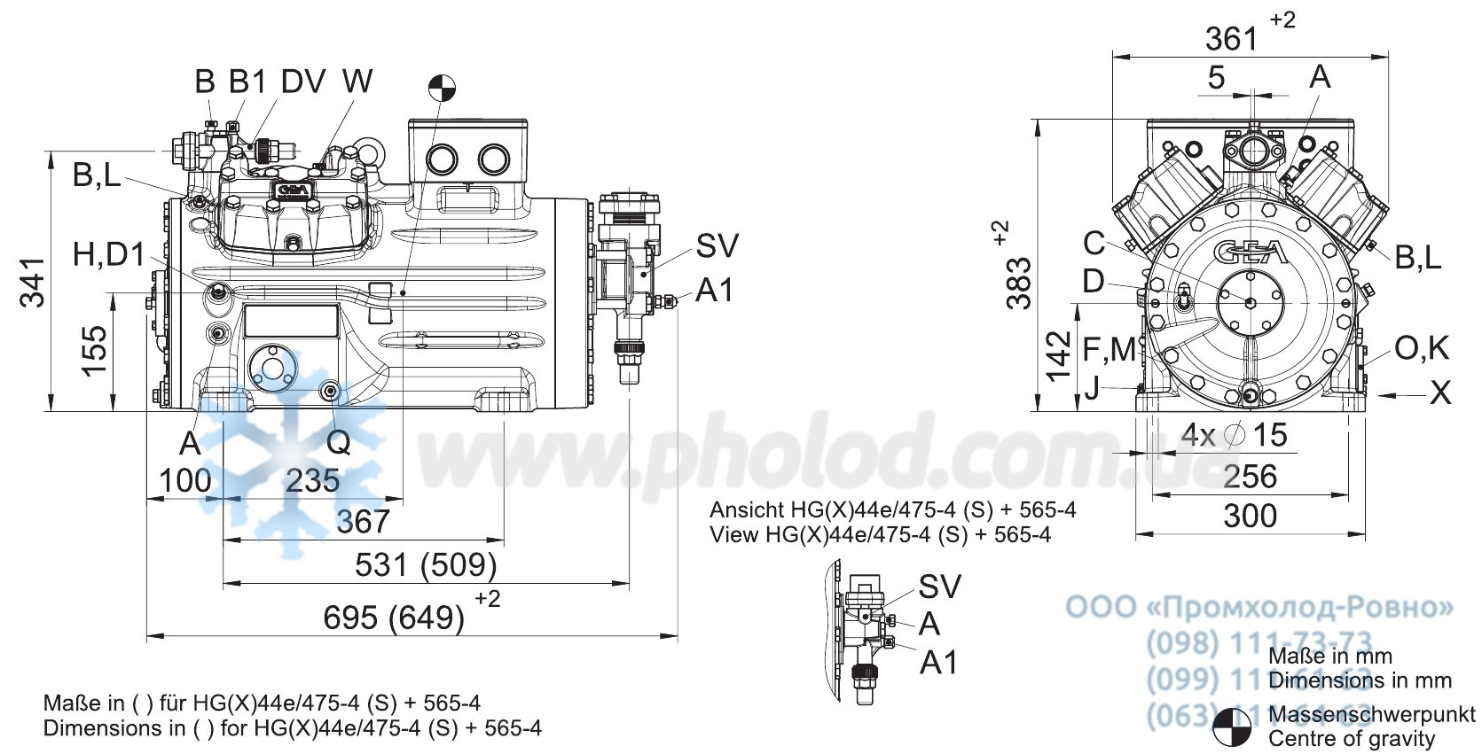 BOCK HGX44 dimentions