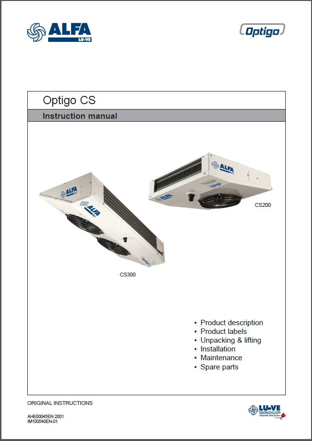 Воздухоохладители Alfa Laval Optigo CS (Инструкция по эксплуатации)