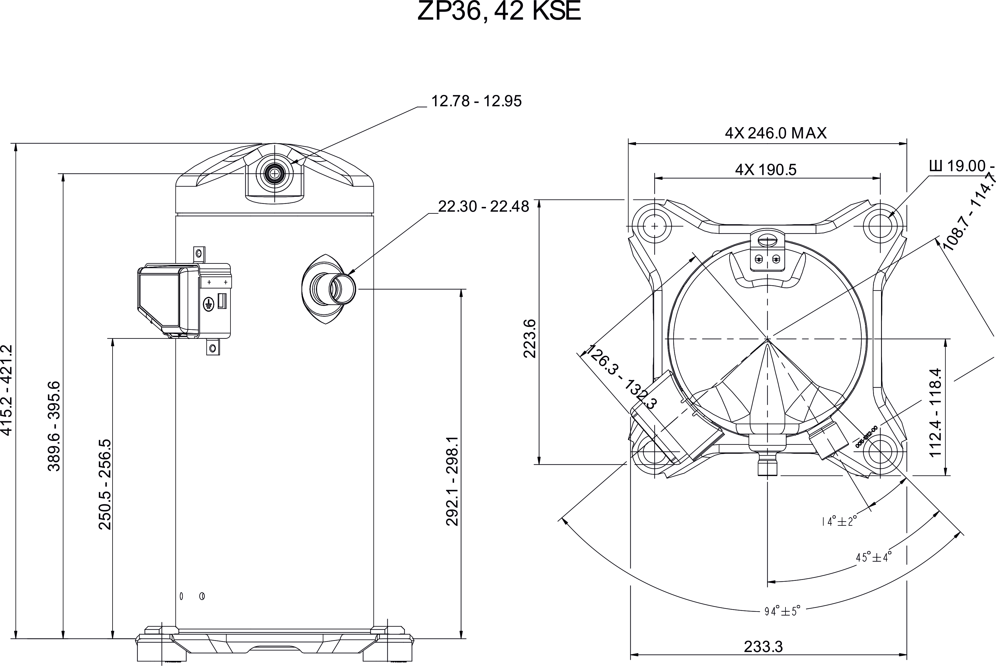 Герметичный спиральный компрессор Copeland Scroll ZP36KSE