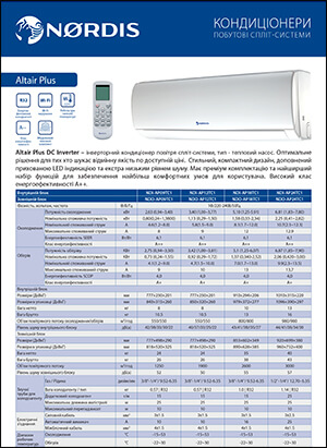 Кондиціонер NORDIS, серія ALTAIR PLUS