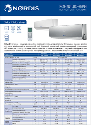 Кондиціонер NORDIS, серія Sirius