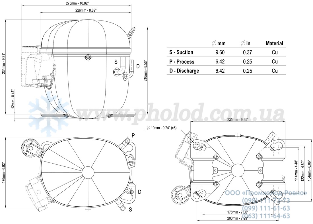 Dimensions Embraco NT21