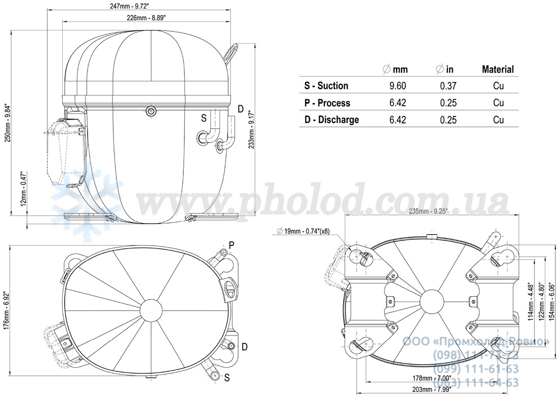 Dimensions Embraco NT22