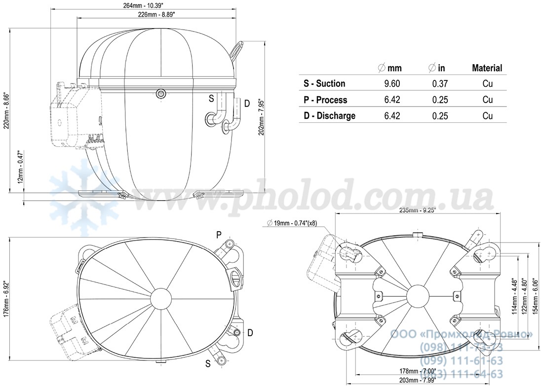 Dimensions Embraco NT62