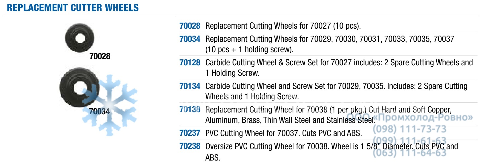 REPLACEMENT CUTTER WHEELS_Mastercool 