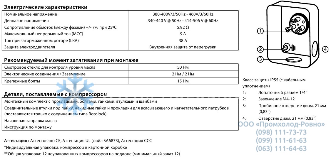 electrical specifications Maneurop MT36