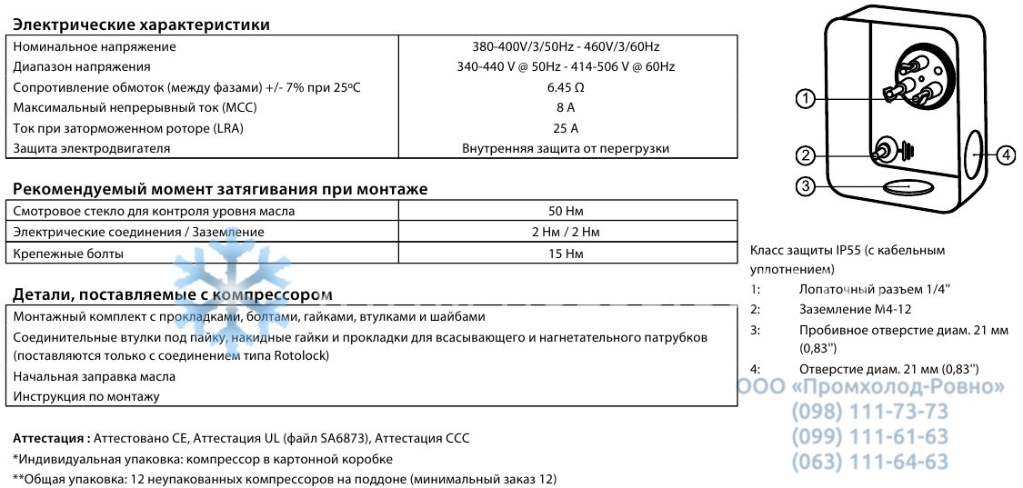 electrical specifications Maneurop MTZ32