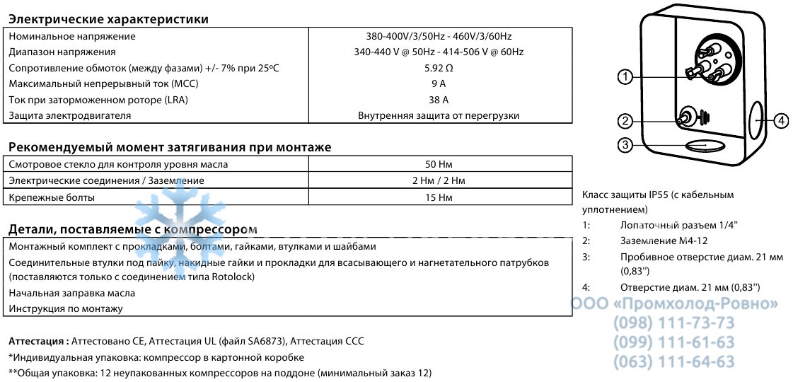 electrical specifications Maneurop MTZ36